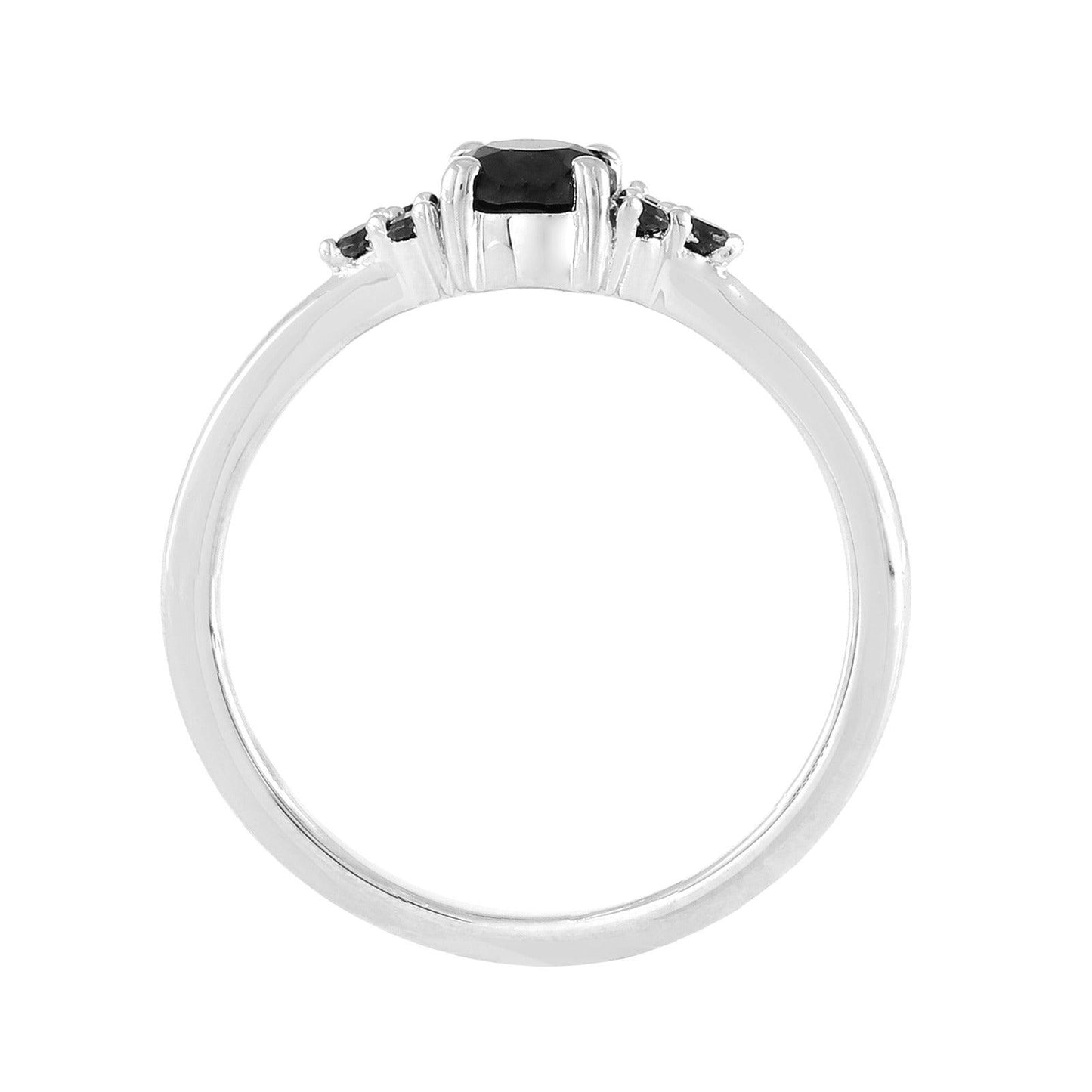 Cluster Black Spinel Ring Sterling Silver