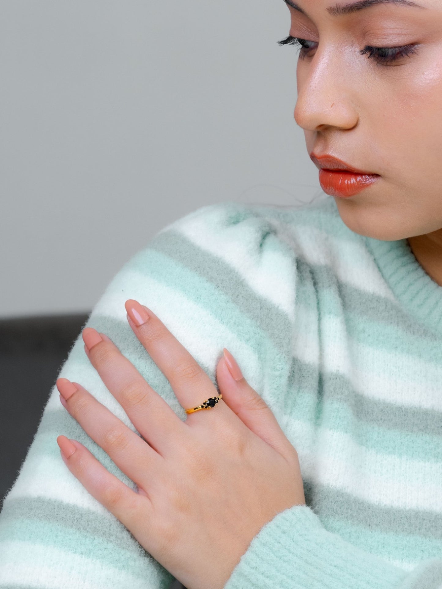 Cluster Black Spinel Ring 18k Gold Vermeil