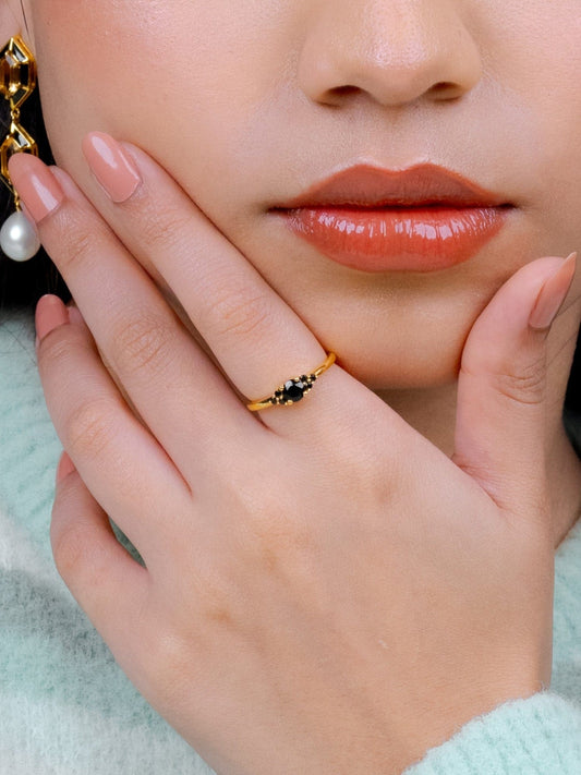 Cluster Black Spinel Ring 18k Gold Vermeil
