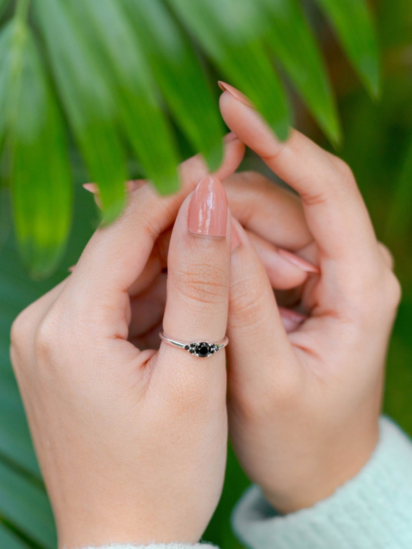 Cluster Black Spinel Ring Sterling Silver