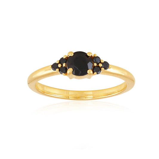 Cluster Black Spinel Ring 18k Gold Vermeil