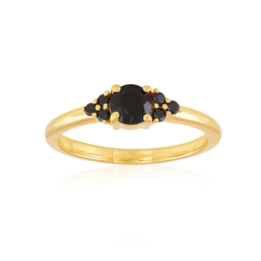 Cluster Black Spinel Ring 18k Gold Vermeil