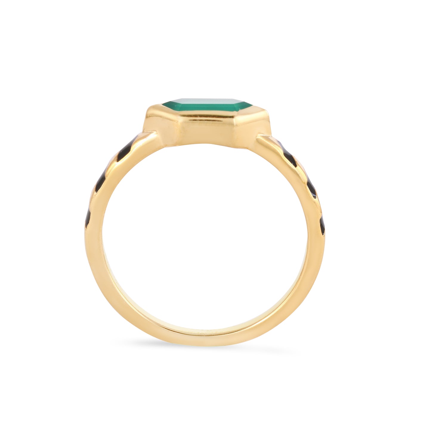 Mina Hexagon Green Onyx Ring 18k Gold Vermeil
