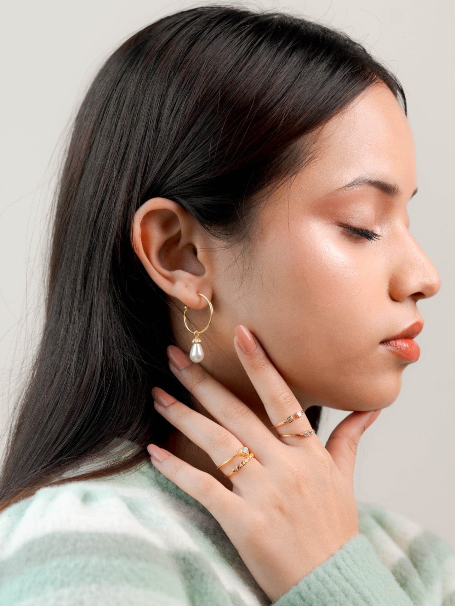 Firdaus Floral Pearl Hoop Earrings 18k Gold Vermeil