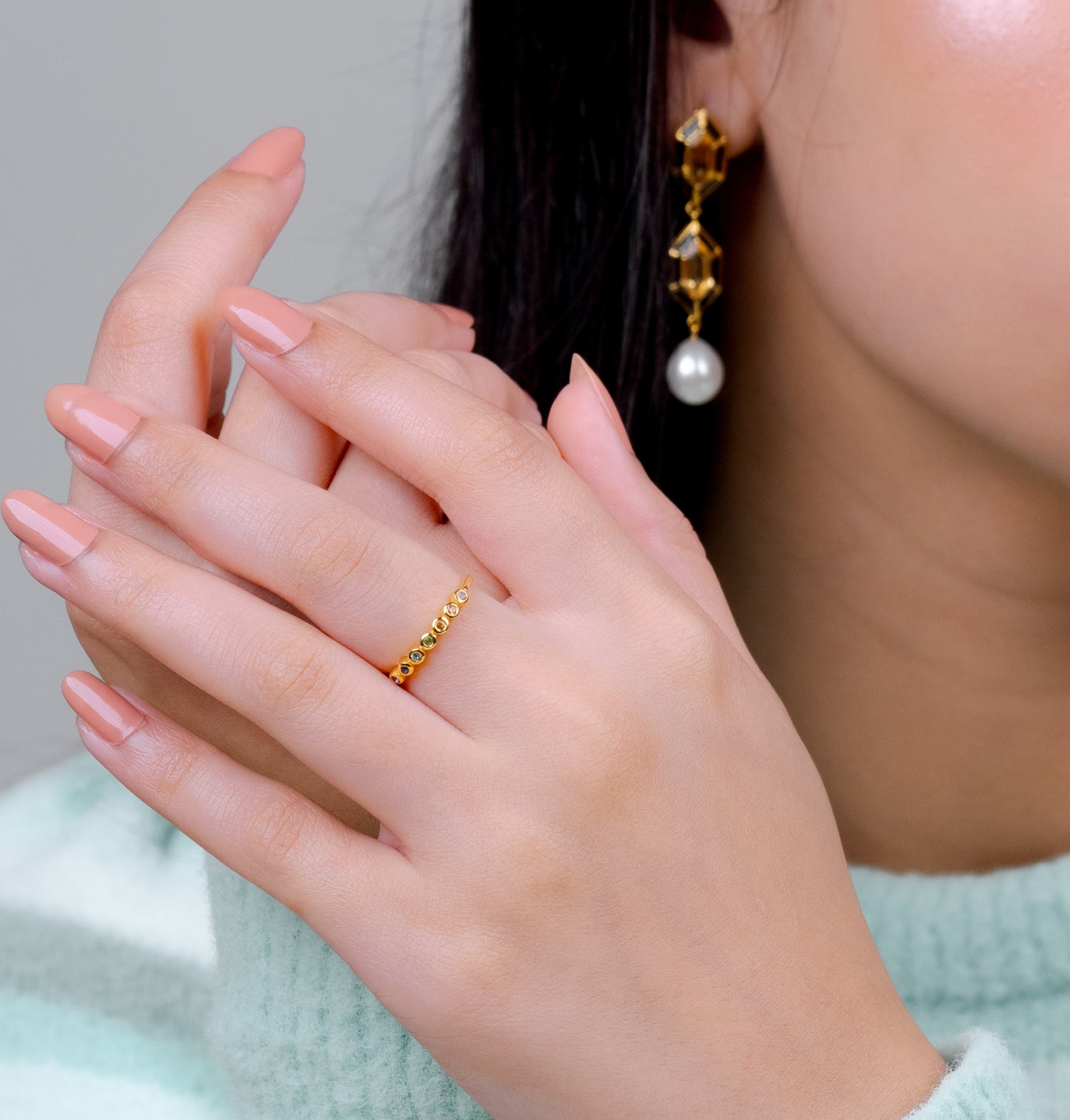 Rainbow Gemstone Ring 18k Gold Vermeil