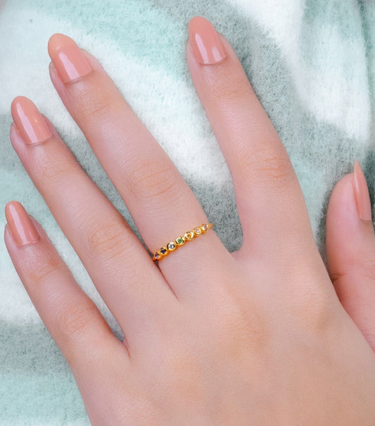 Rainbow Gemstone Ring 18k Gold Vermeil