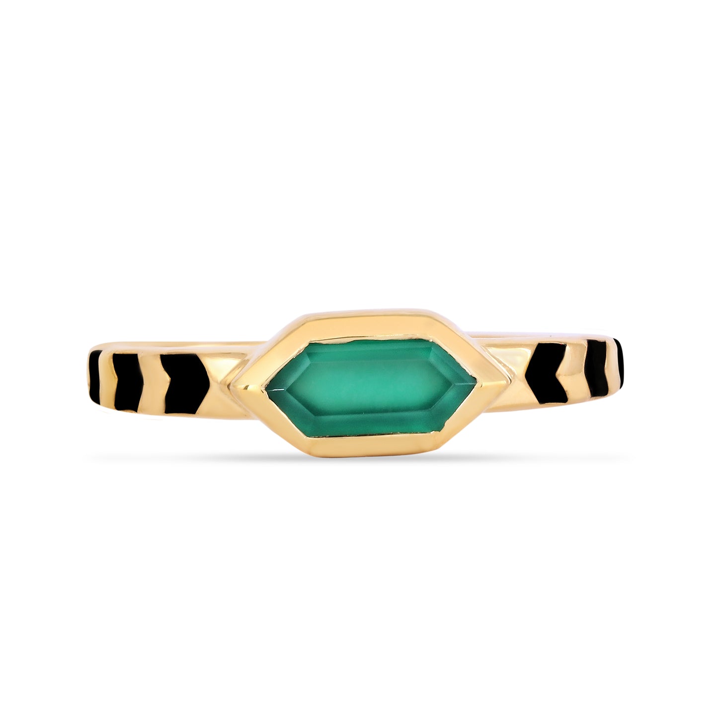Mina Hexagon Green Onyx Ring 18k Gold Vermeil