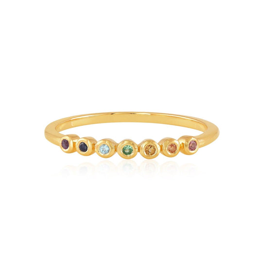Rainbow Gemstone Ring 18k Gold Vermeil