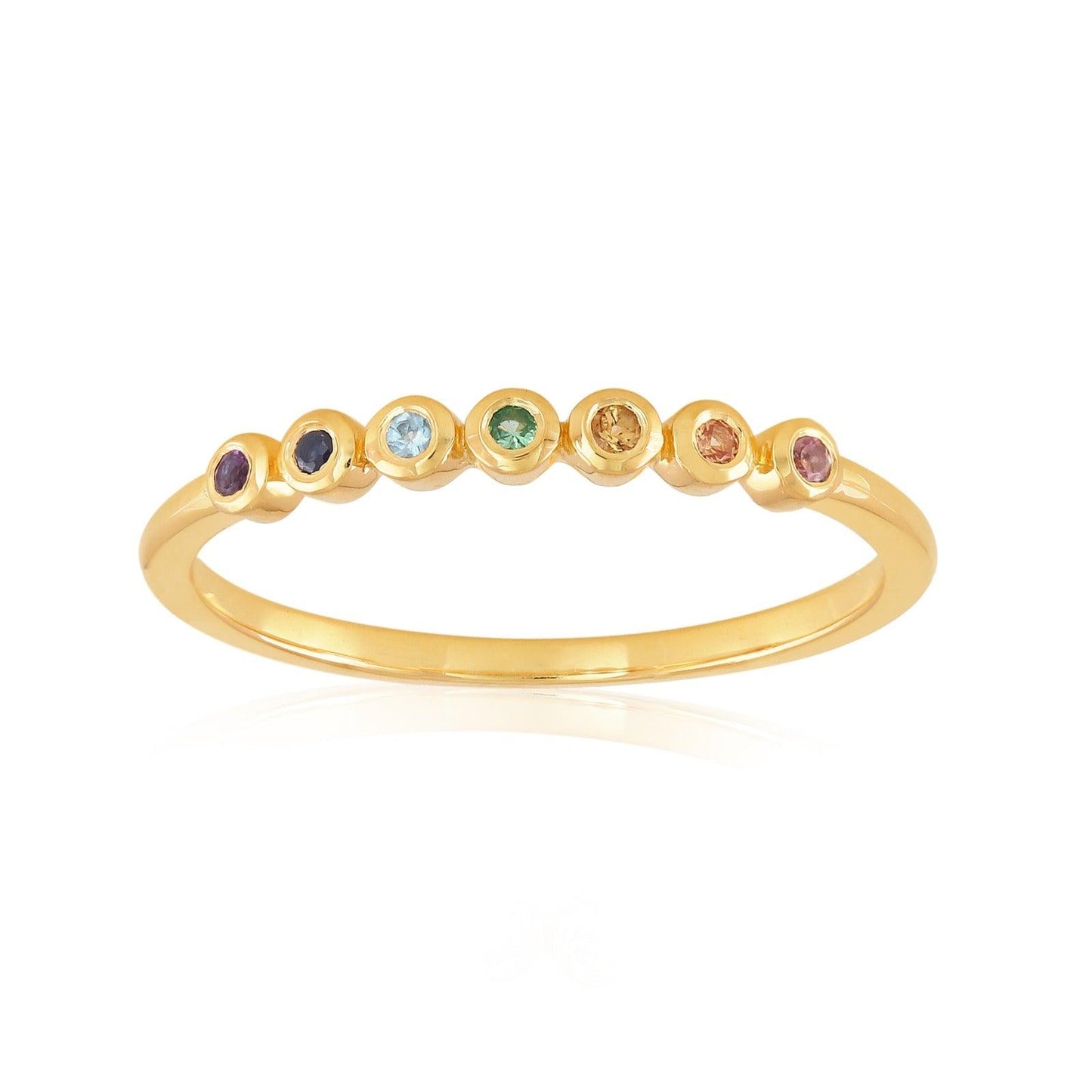 Rainbow Gemstone Ring 18k Gold Vermeil