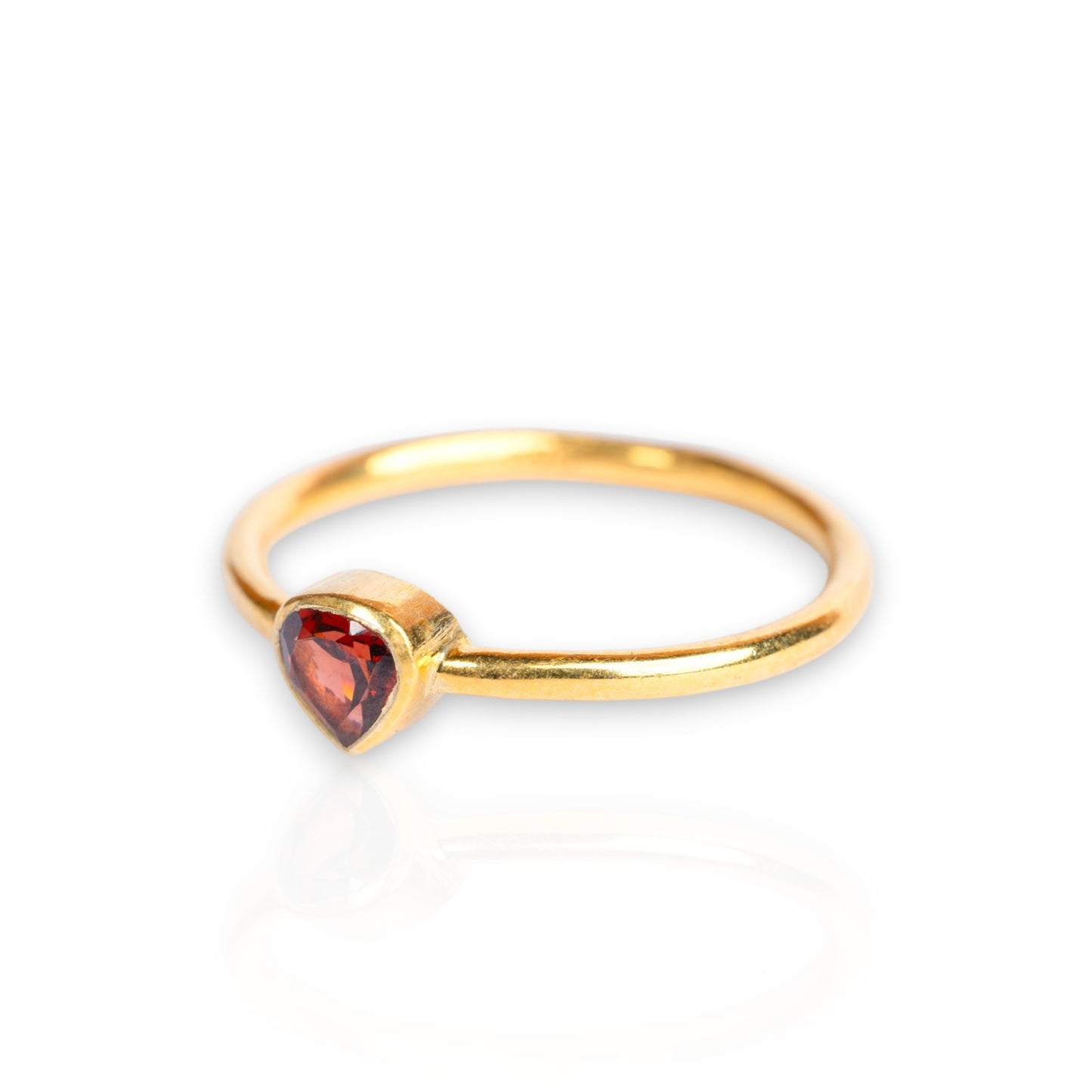 Garnet Pear Ring - Gold Vermeil