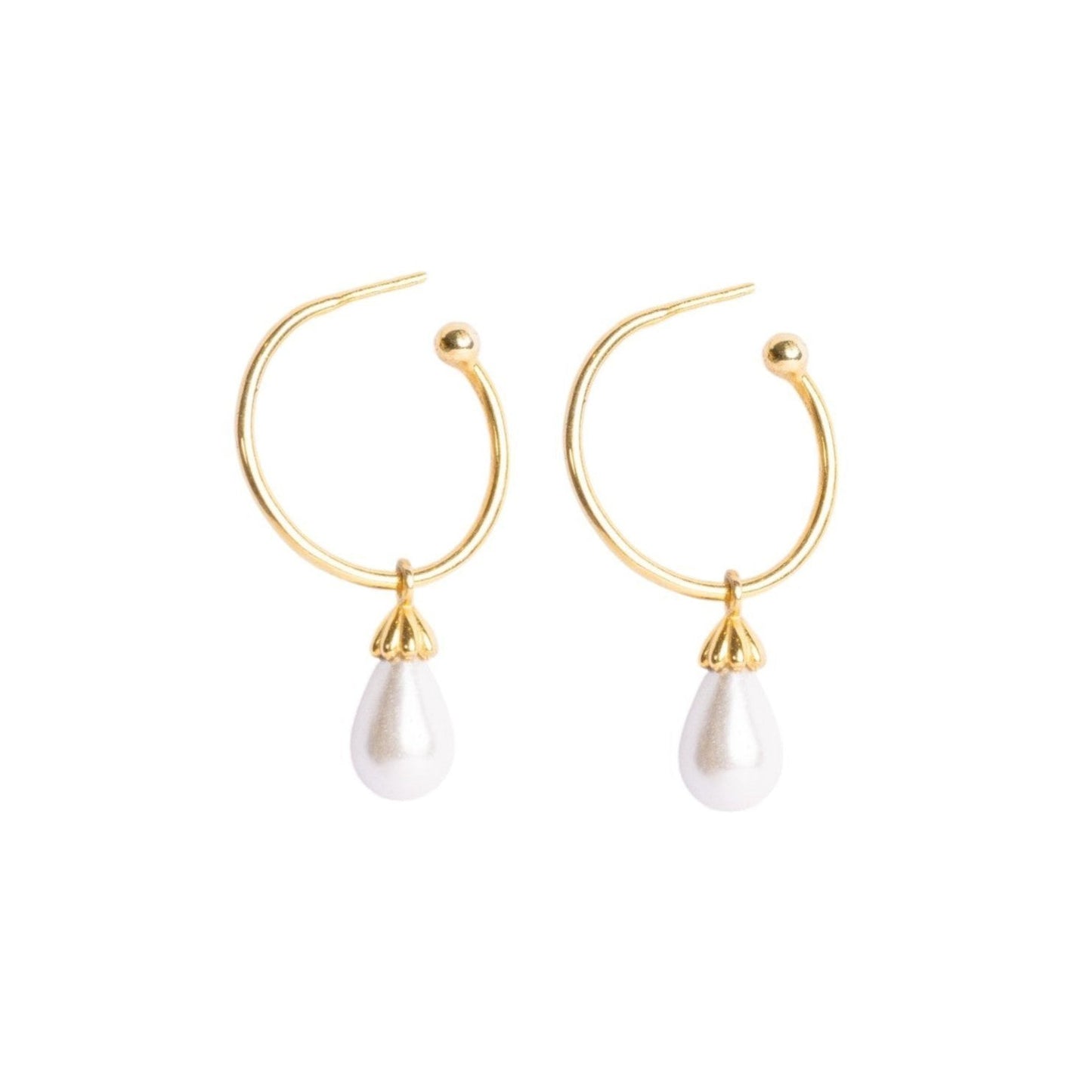 Firdaus Floral Pearl Hoop Earrings 18k Gold Vermeil