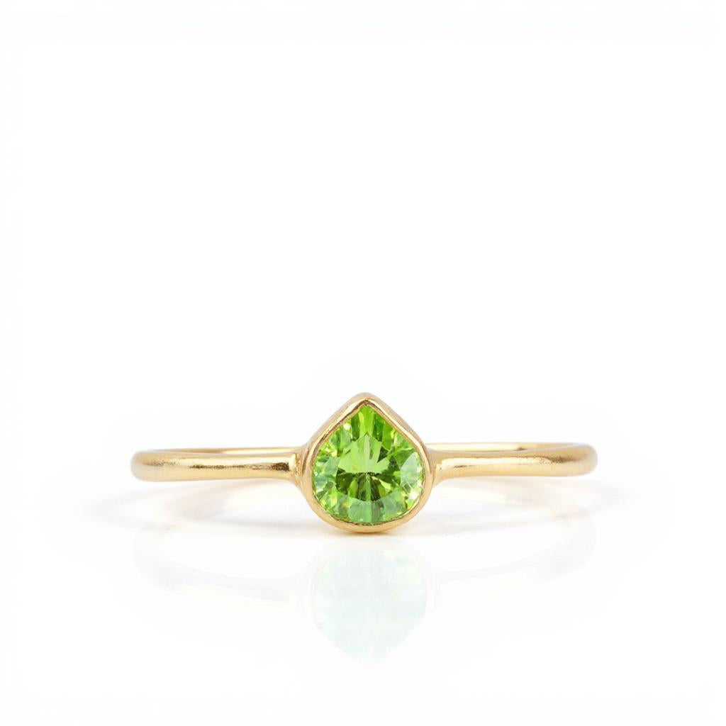Peridot Pear Ring - Gold Vermeil