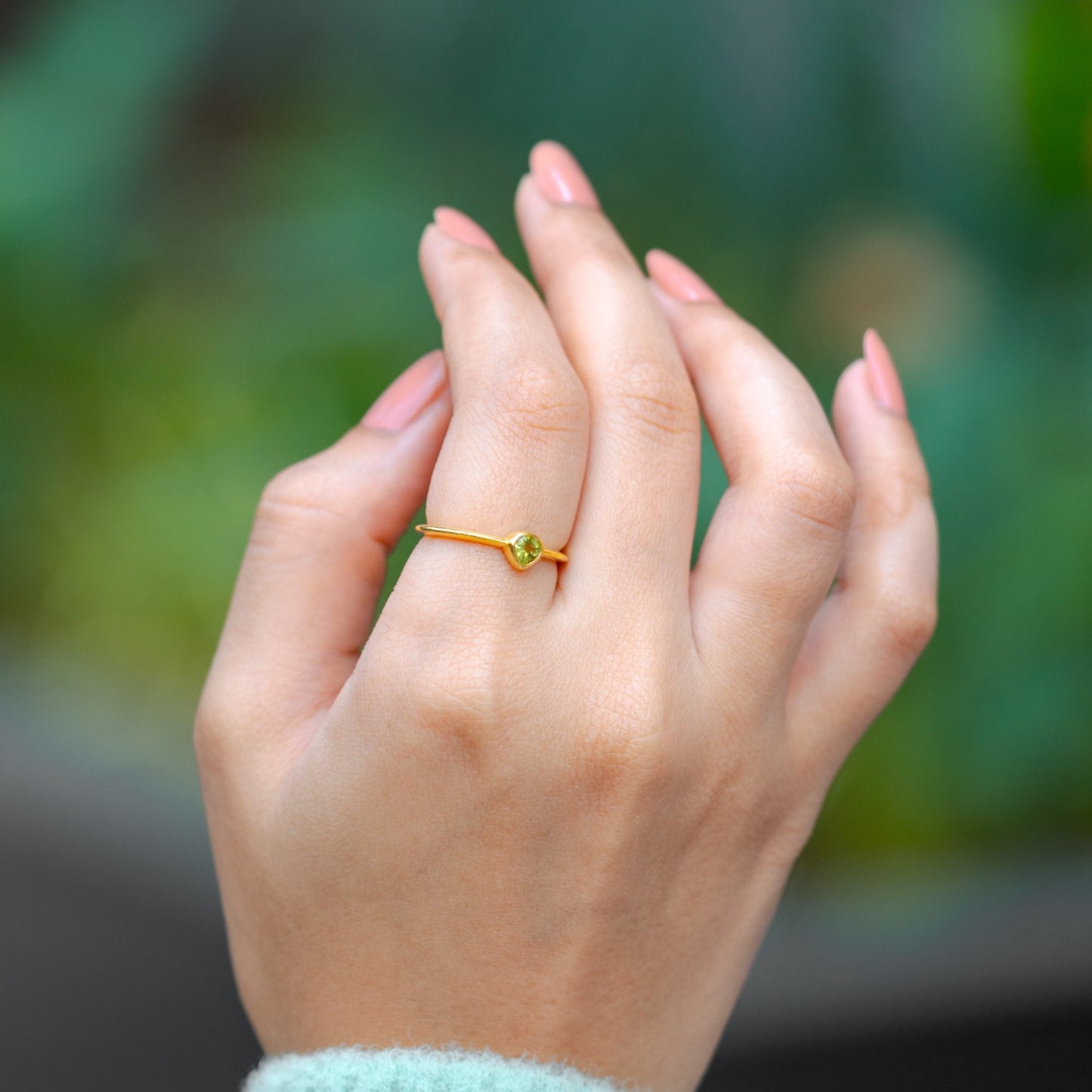 Peridot Pear Ring - Gold Vermeil
