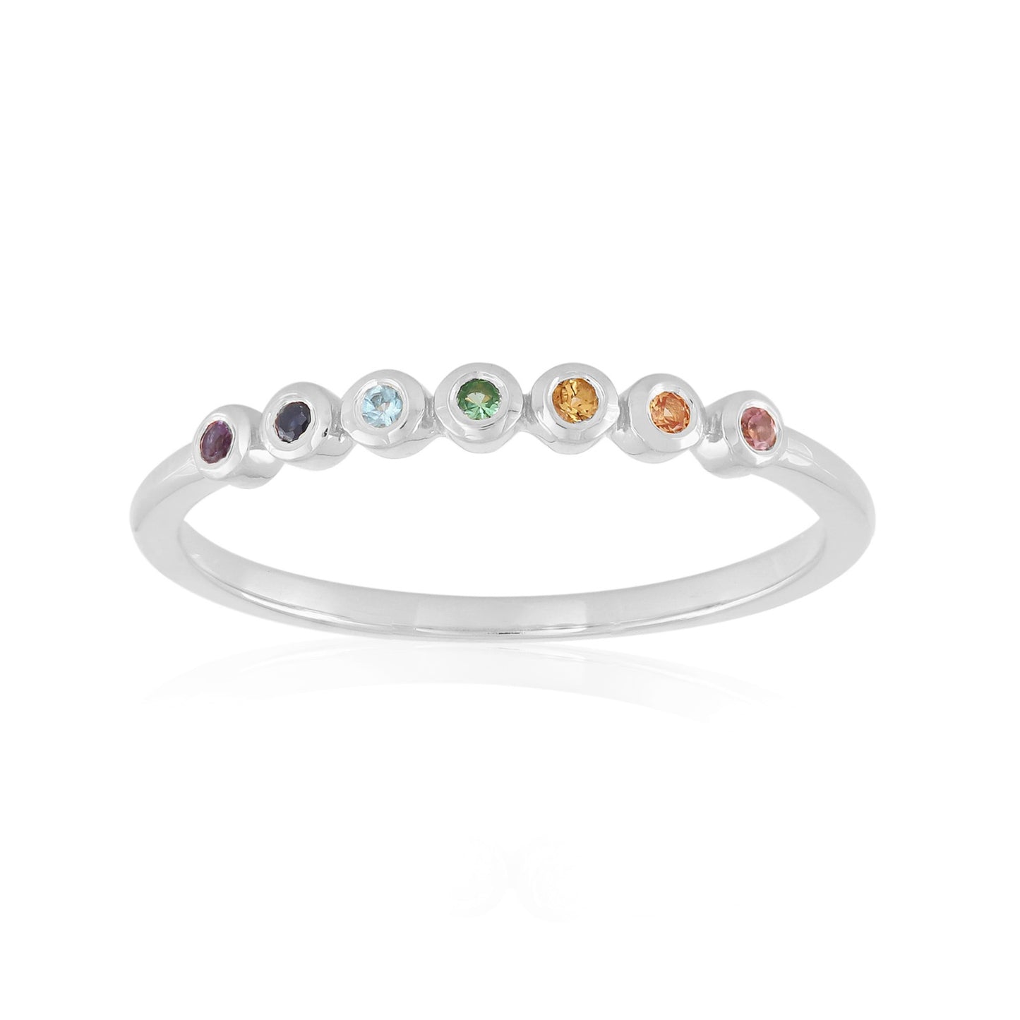 Rainbow Gemstone Ring Sterling Silver