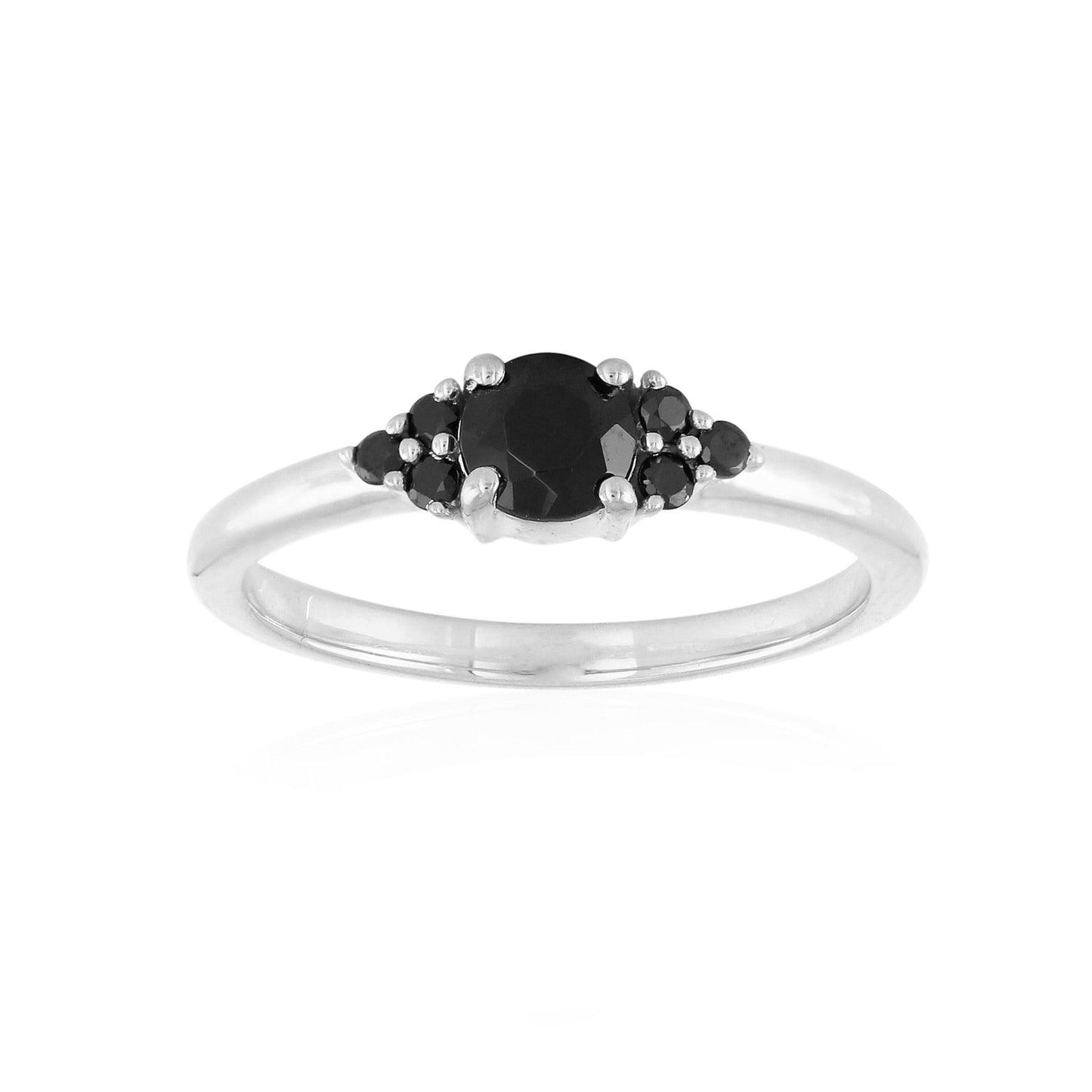 Cluster Black Spinel Ring Sterling Silver