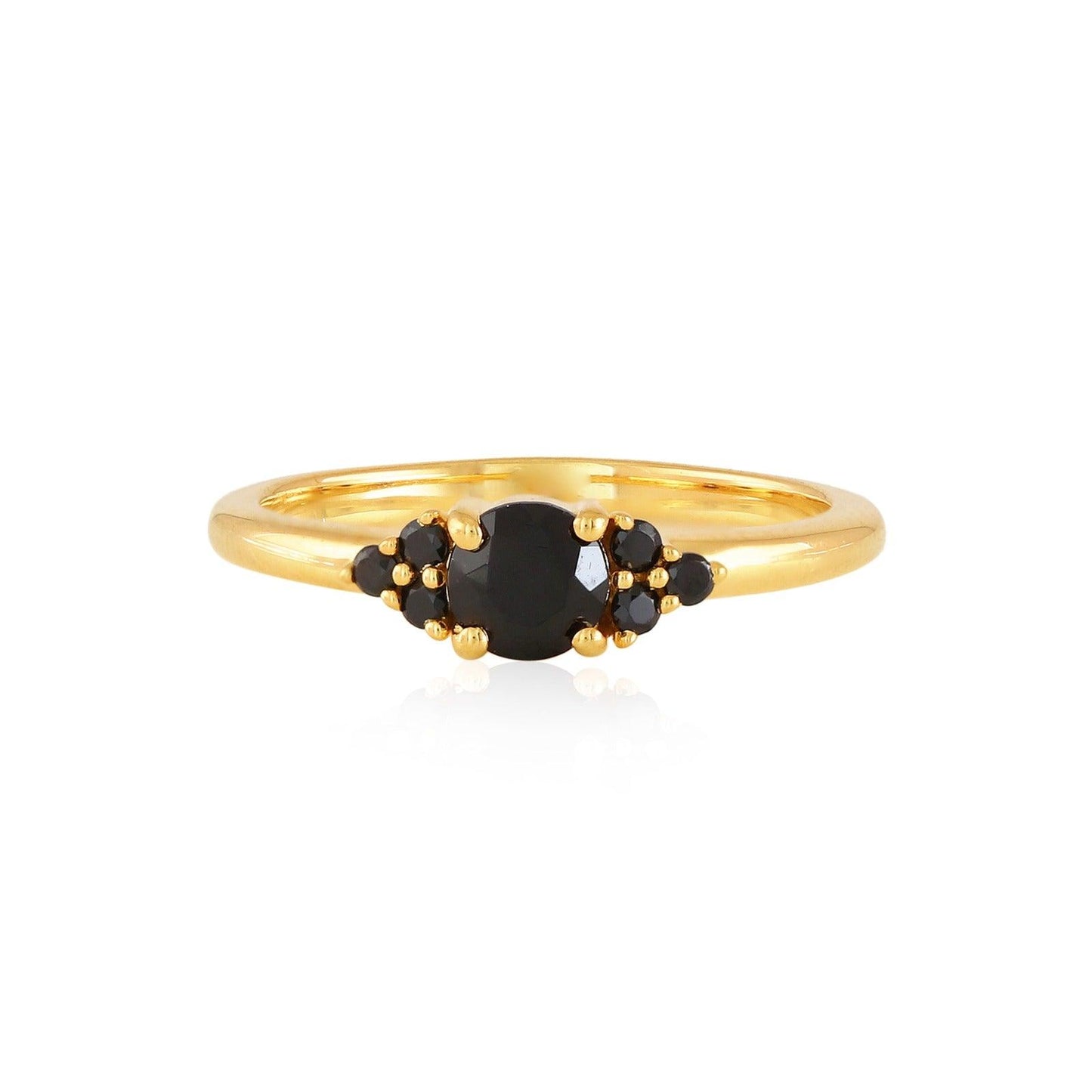 Cluster Black Spinel Ring 18k Gold Vermeil