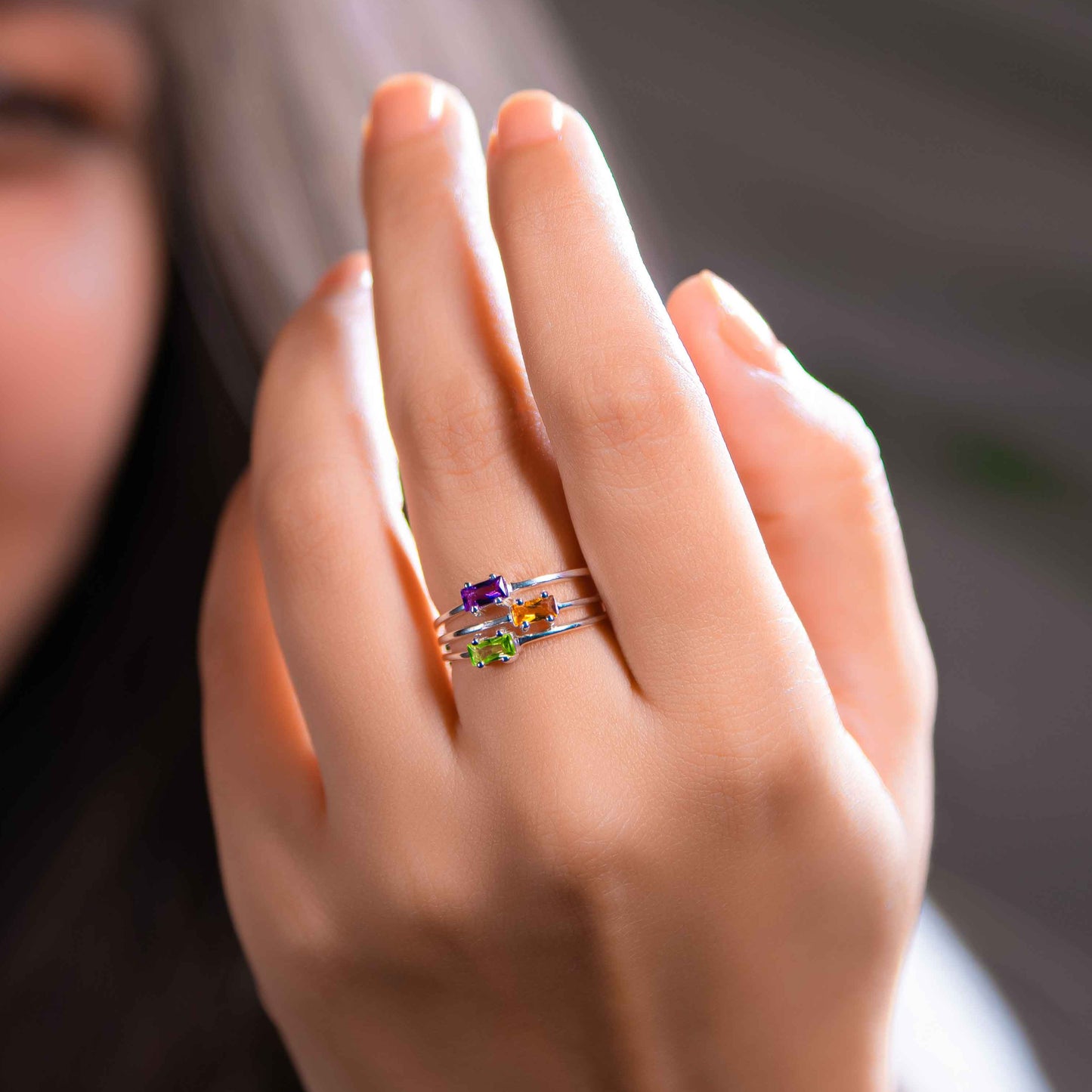 Citrine Baguette Ring - Sterling Silver