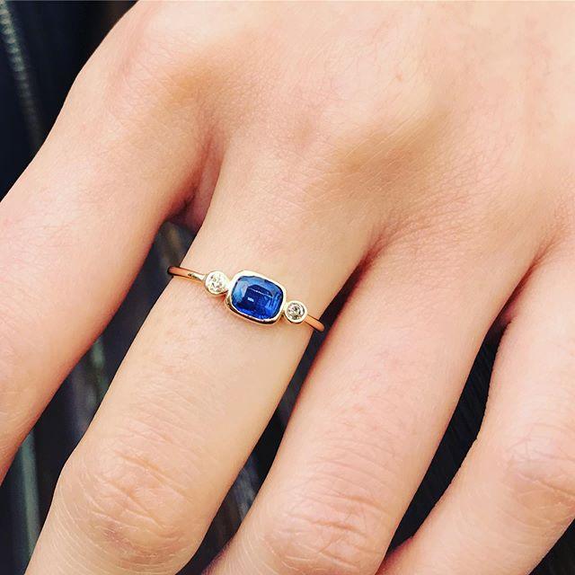 Midnight Kyanite & Diamond Ring - 9ct Gold