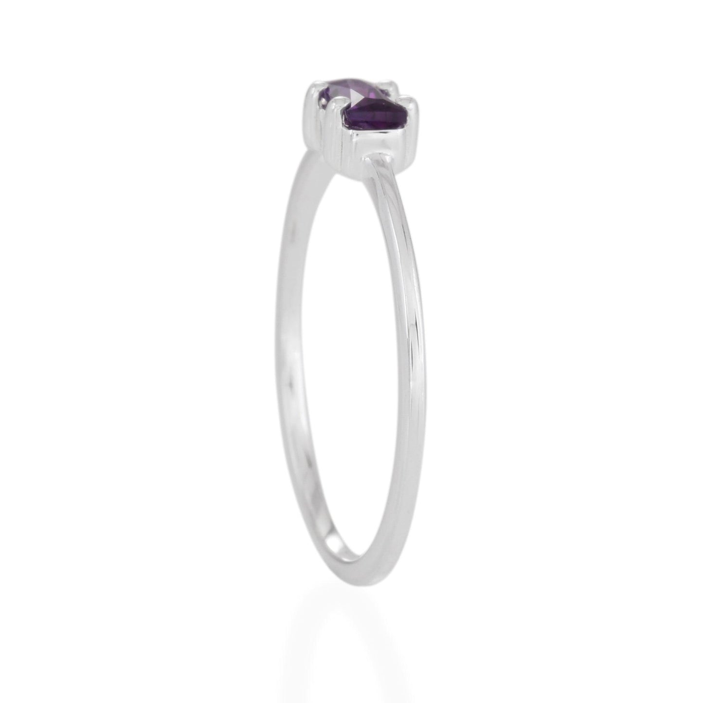 Amethyst Baguette Ring - Sterling Silver