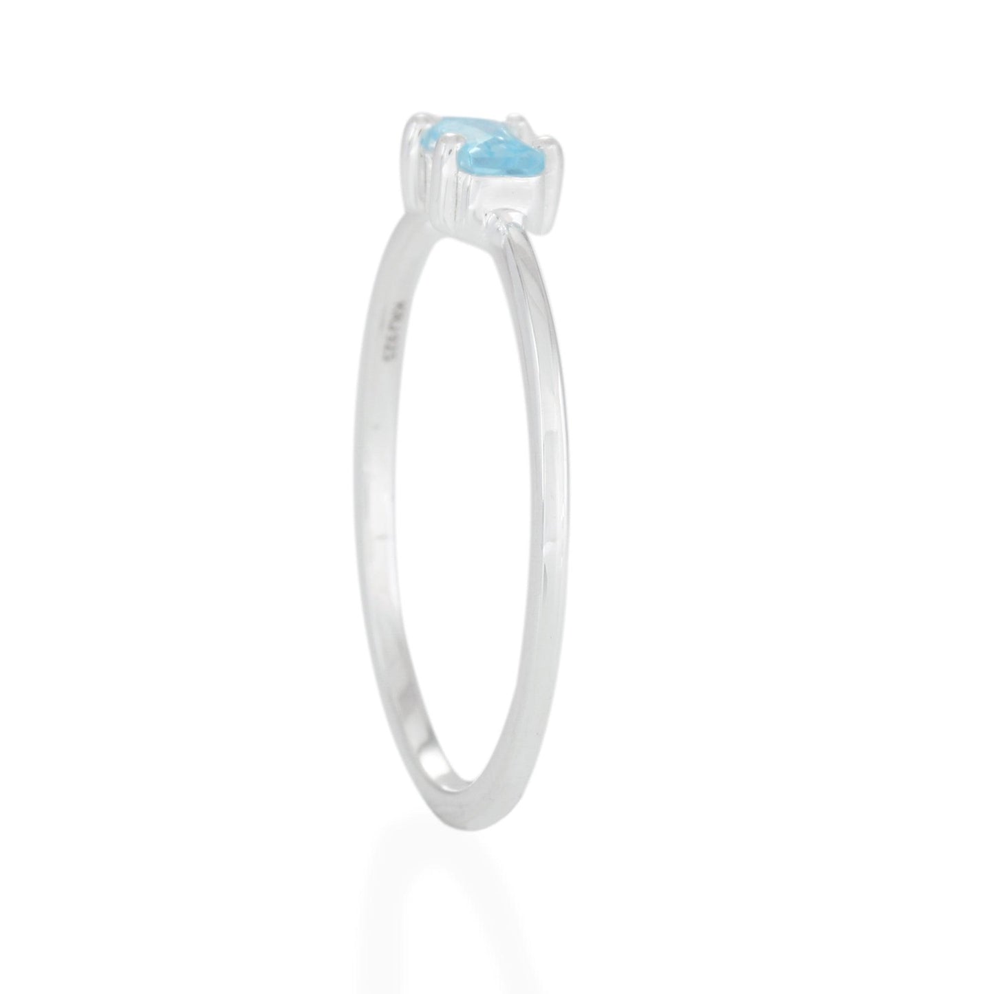 Aquamarine Baguette Ring - Sterling Silver