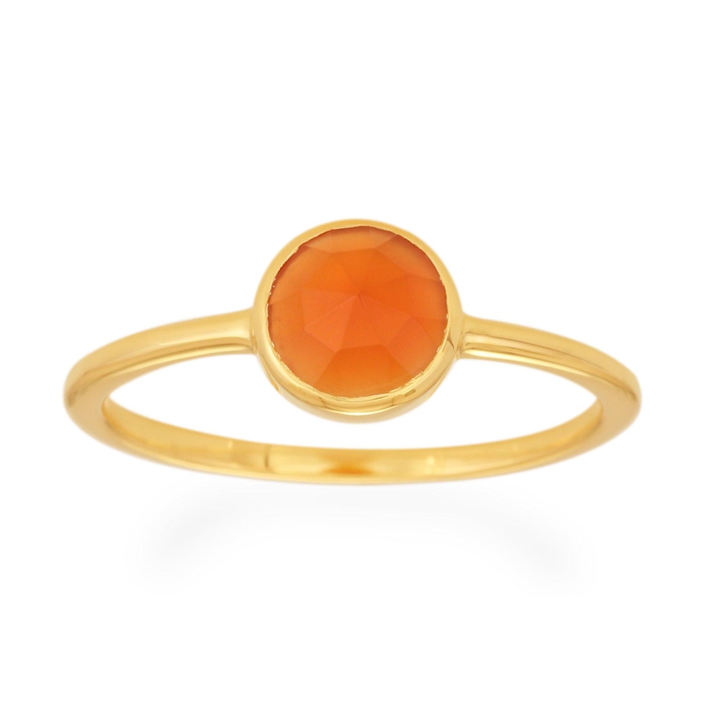 Carnelian Rose Cut Ring - 18k Gold Vermeil
