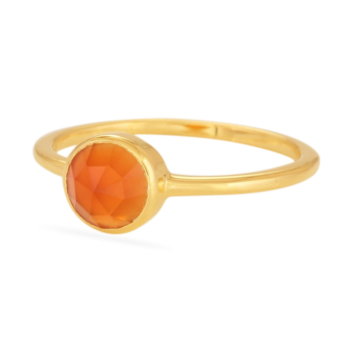 Carnelian Rose Cut Ring - 18k Gold Vermeil
