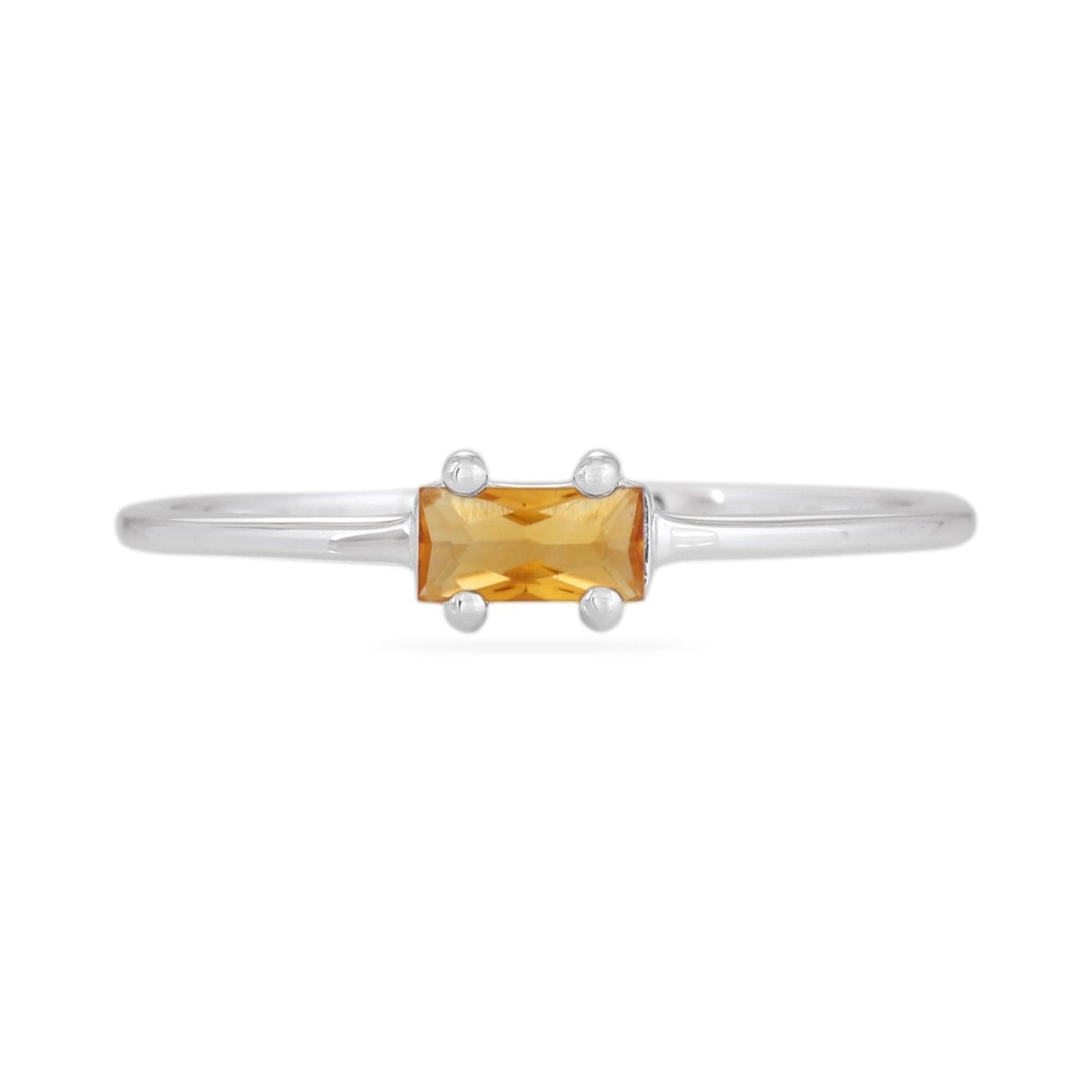 Citrine Baguette Ring - Sterling Silver