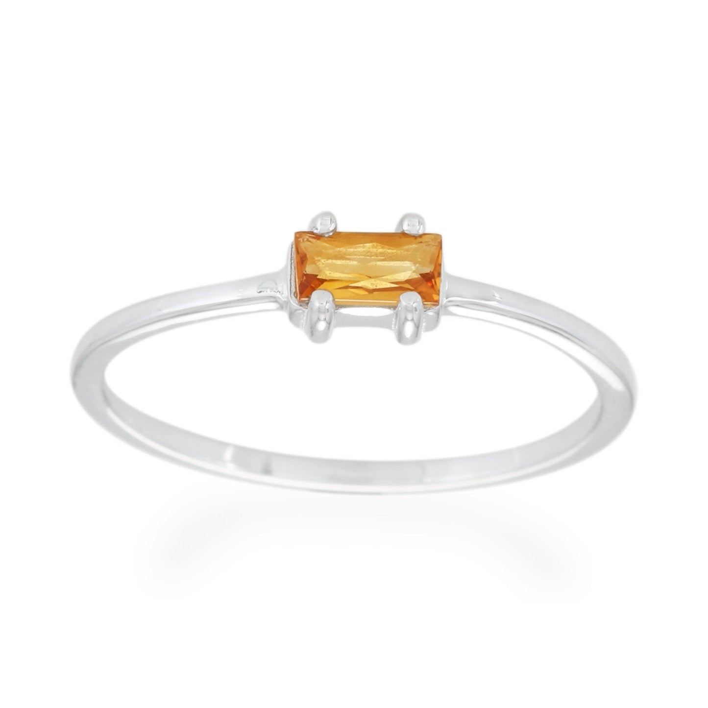 Citrine Baguette Ring - Sterling Silver