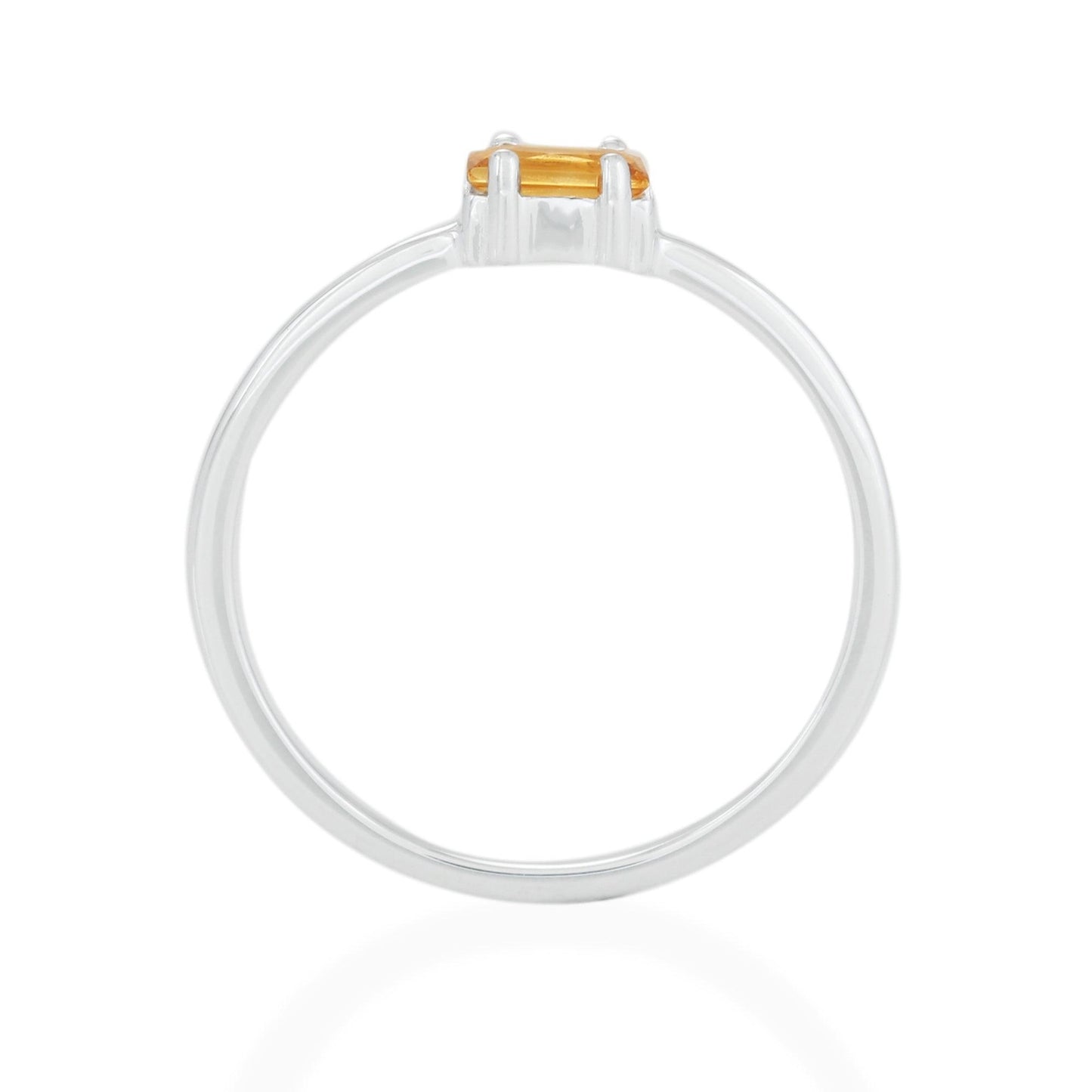 Citrine Baguette Ring - Sterling Silver