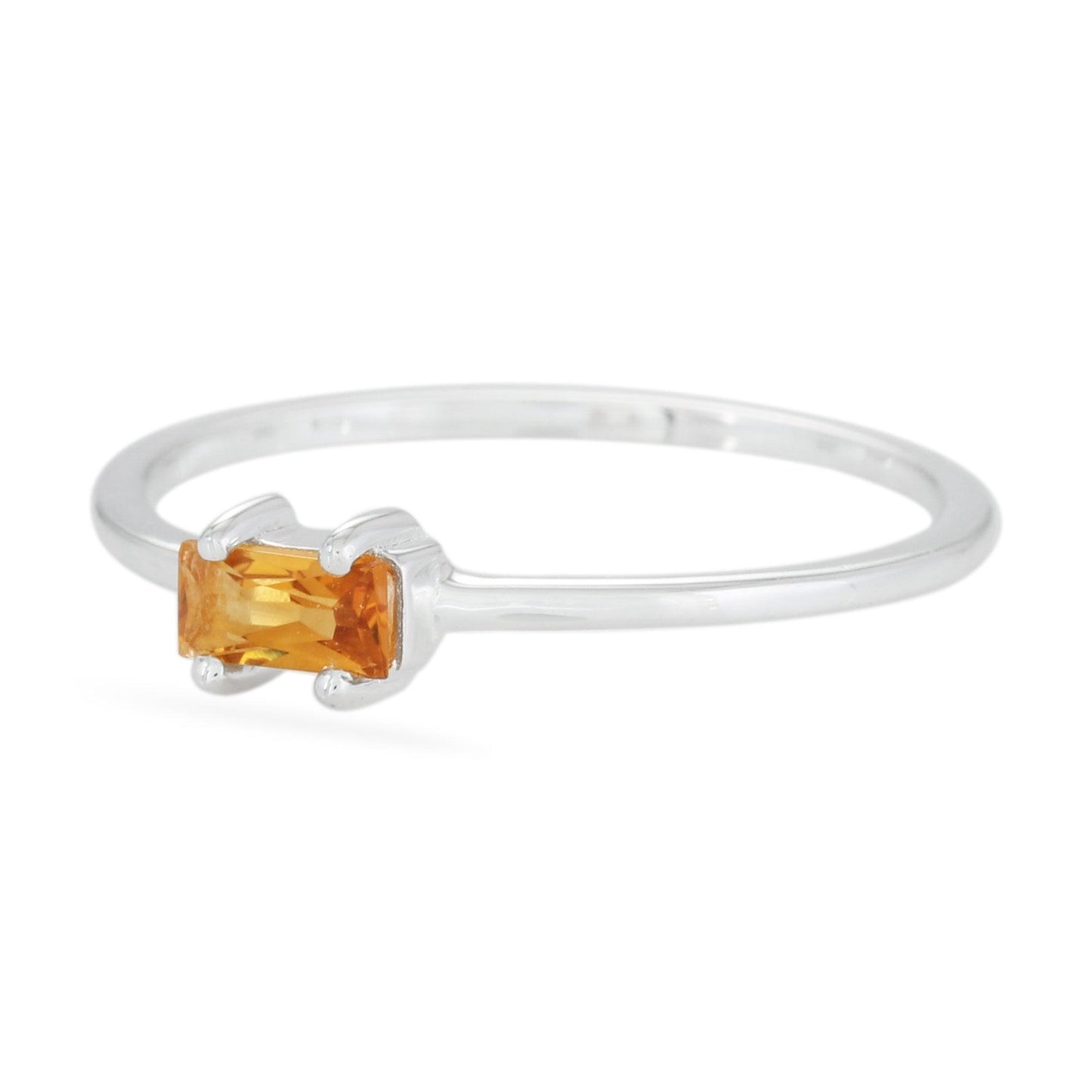 Citrine Baguette Ring - Sterling Silver
