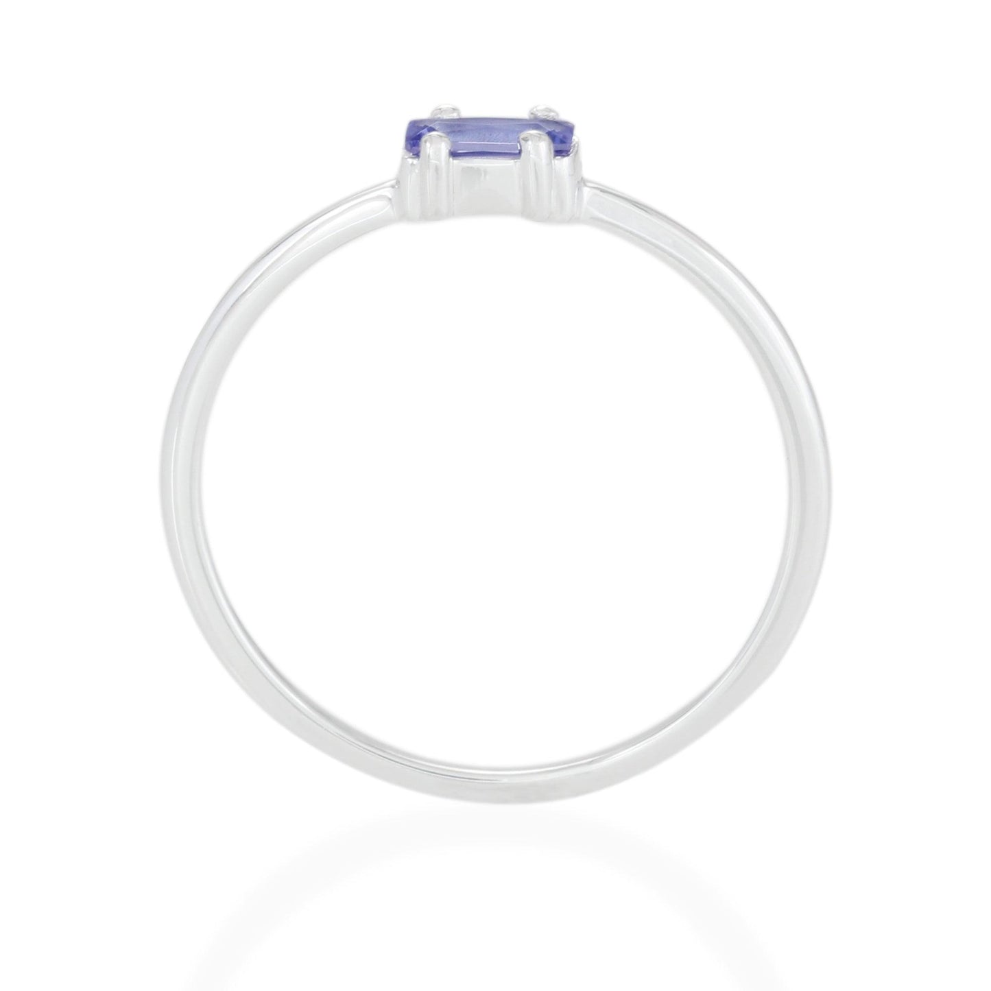 Tanzanite Baguette Ring - Sterling Silver