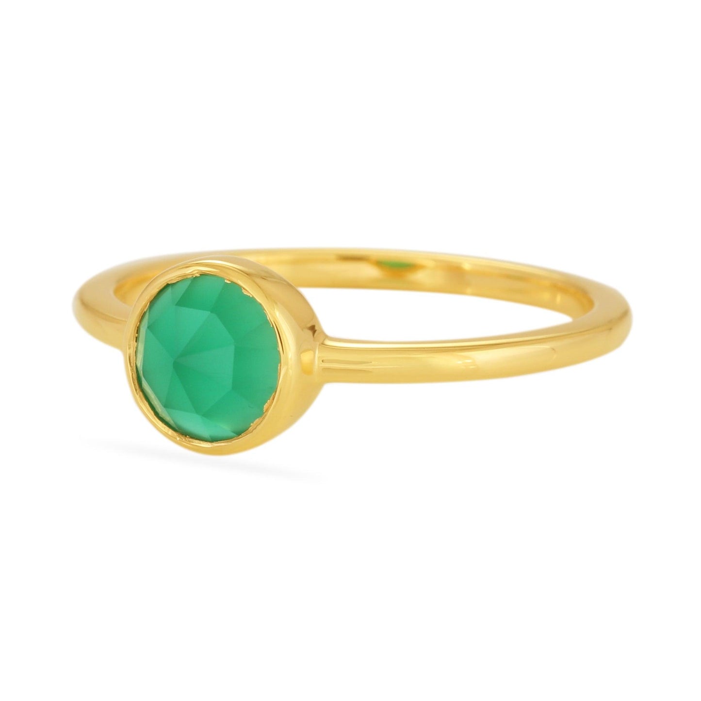 Green Onyx Rose Cut Ring - 18k Gold Vermeil