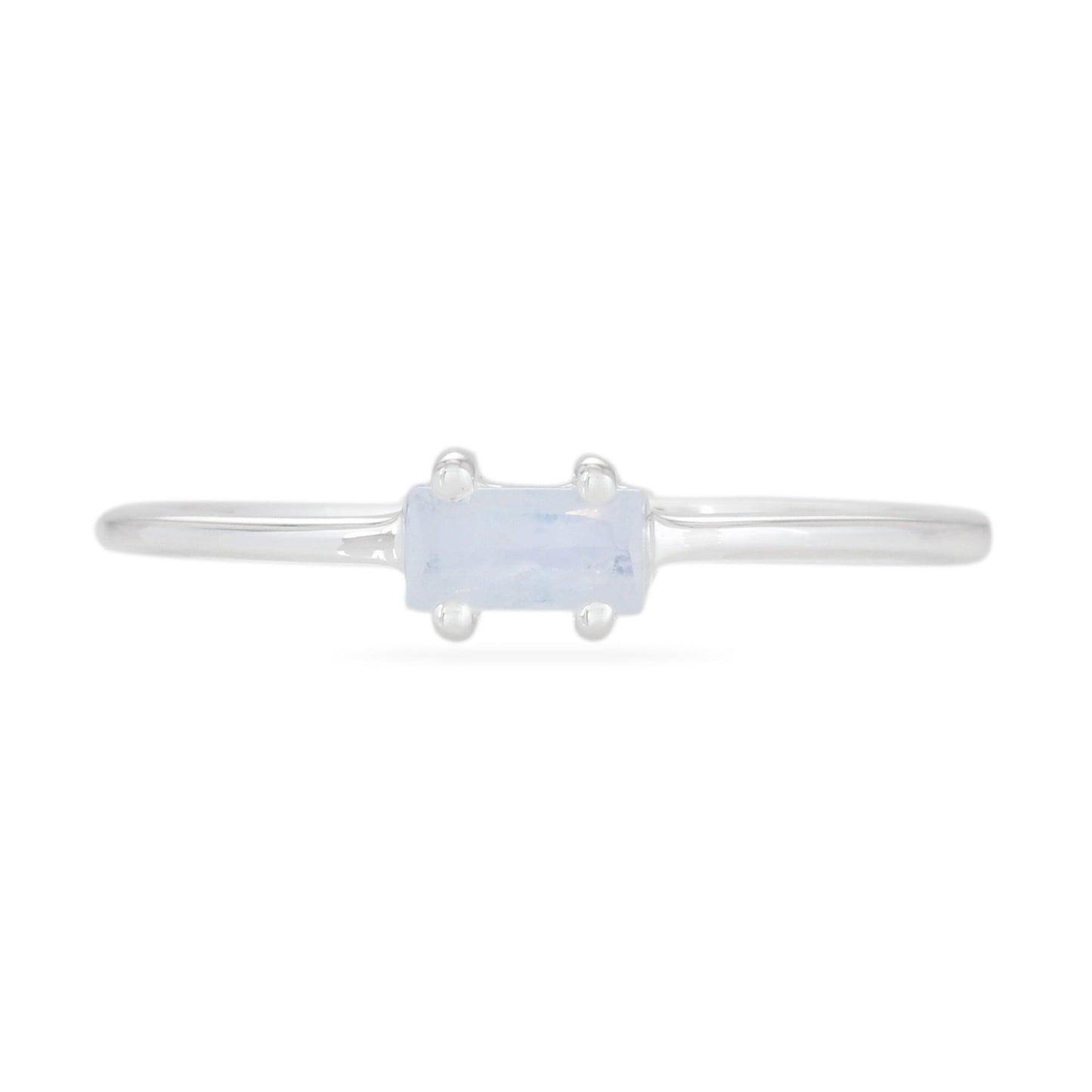 Moonstone Baguette Ring - Sterling Silver