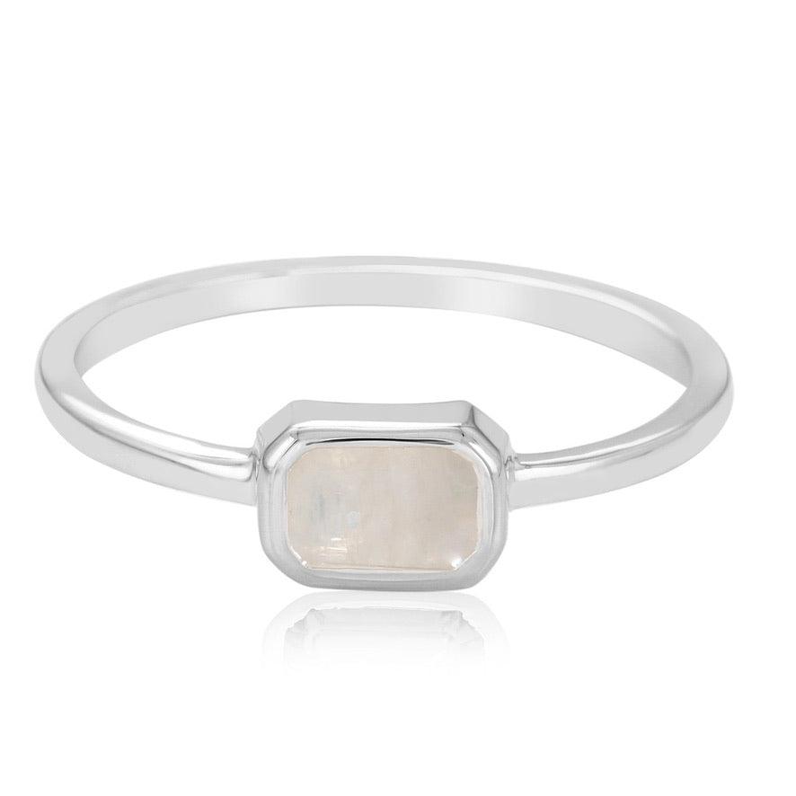 Moonstone Octagon Ring - Sterling Silver