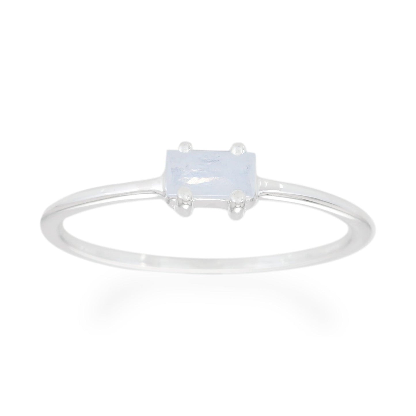 Moonstone Baguette Ring - Sterling Silver