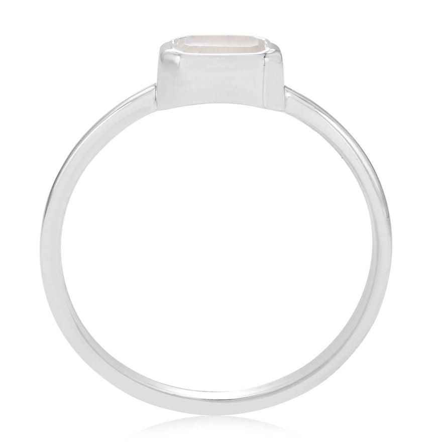 Moonstone Octagon Ring - Sterling Silver