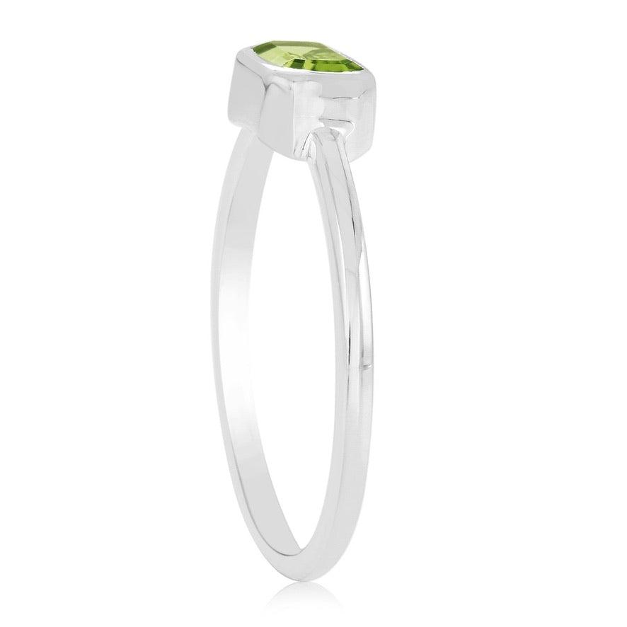 Peridot Octagon Ring - Sterling Silver