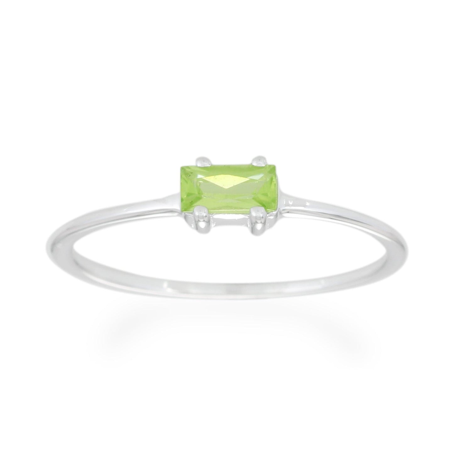 Peridot Baguette Ring - Sterling Silver