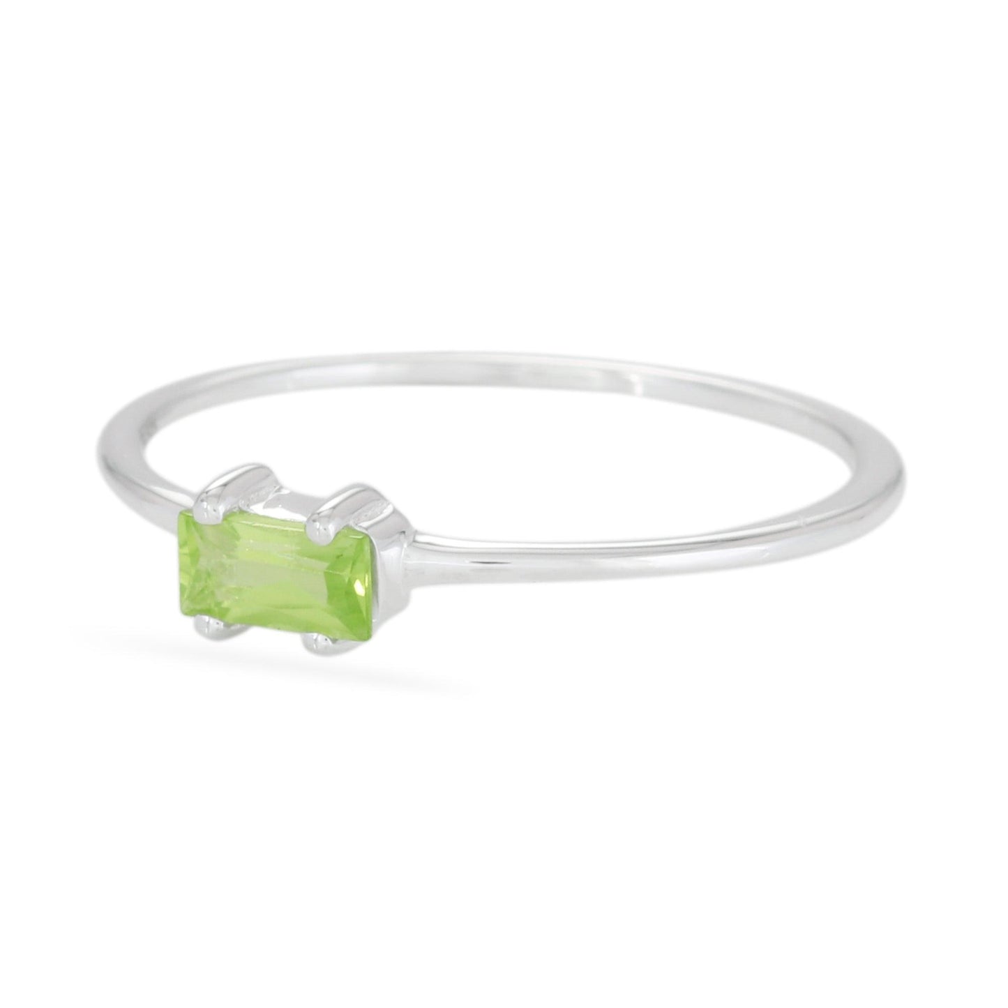 Peridot Baguette Ring - Sterling Silver