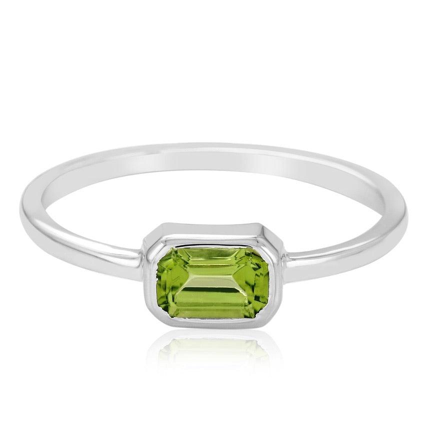 Peridot Octagon Ring - Sterling Silver