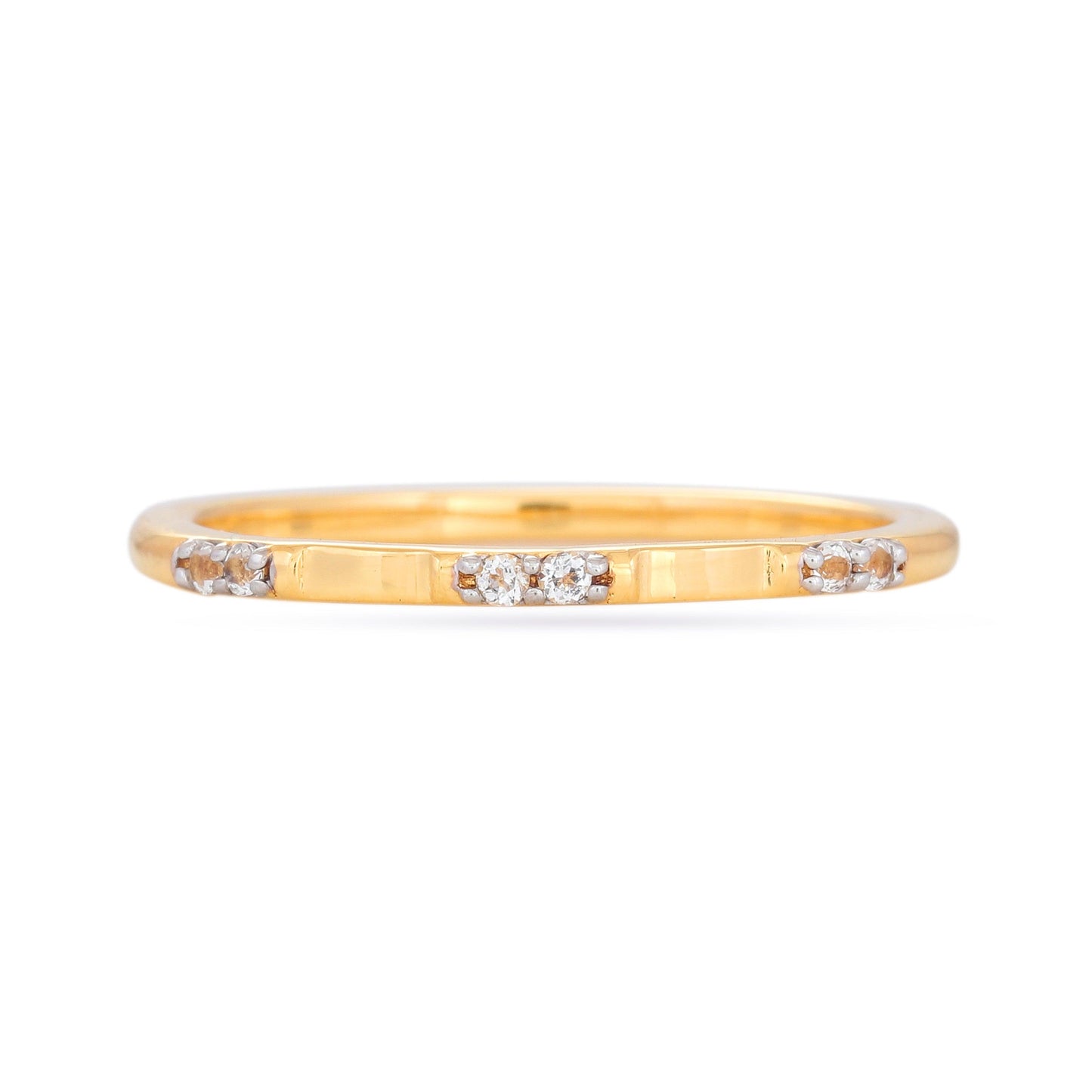WHITE TOPAZ STUDDED RING - 18K GOLD VERMEIL