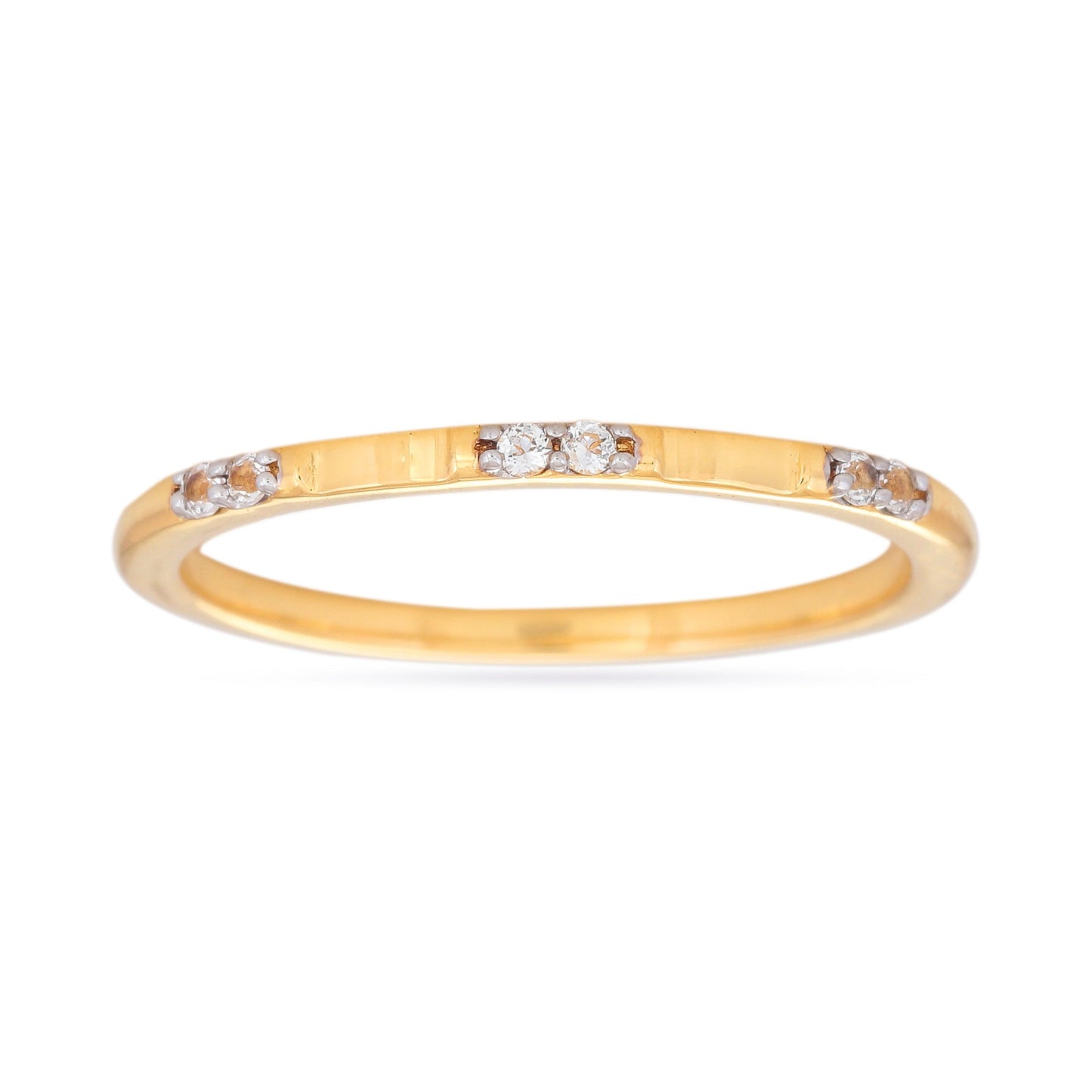 WHITE TOPAZ STUDDED RING - 18K GOLD VERMEIL
