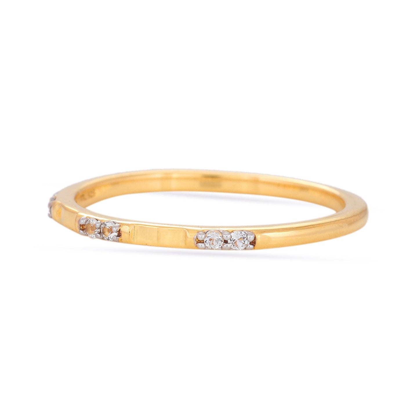 WHITE TOPAZ STUDDED RING - 18K GOLD VERMEIL