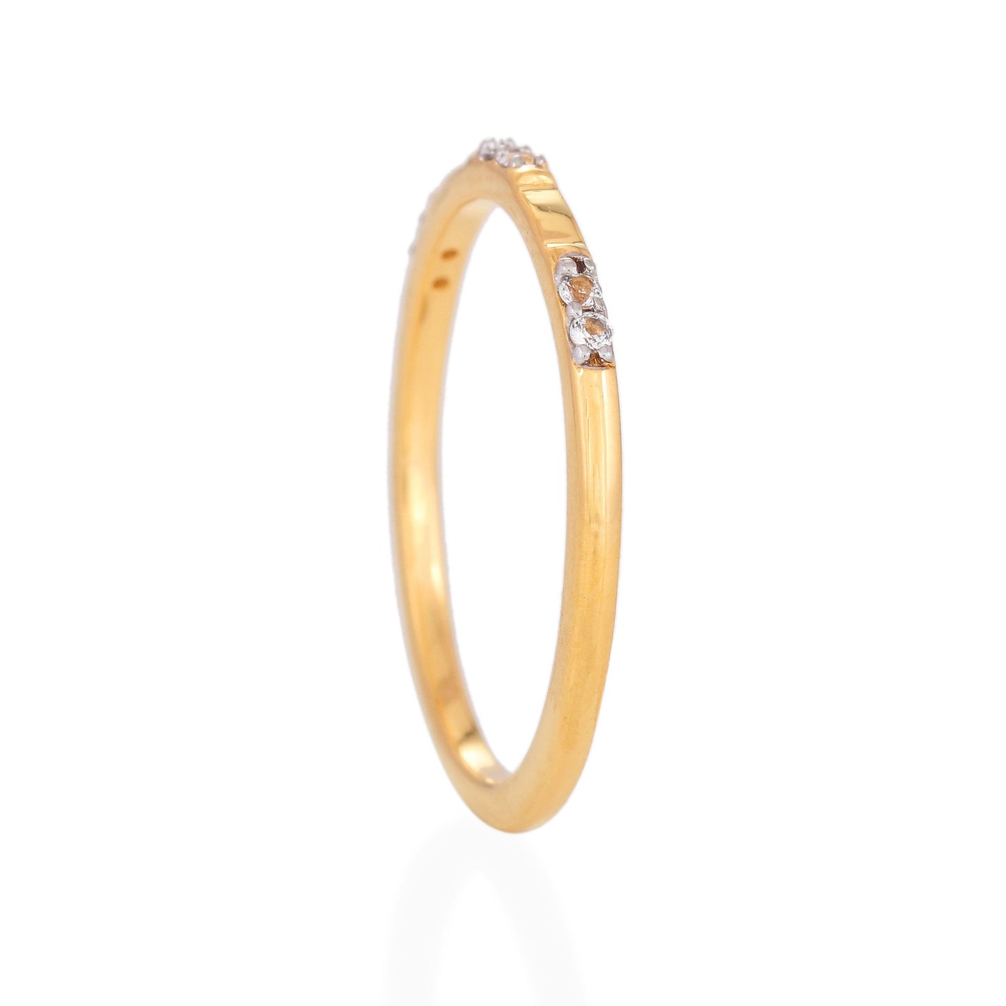 WHITE TOPAZ STUDDED RING - 18K GOLD VERMEIL