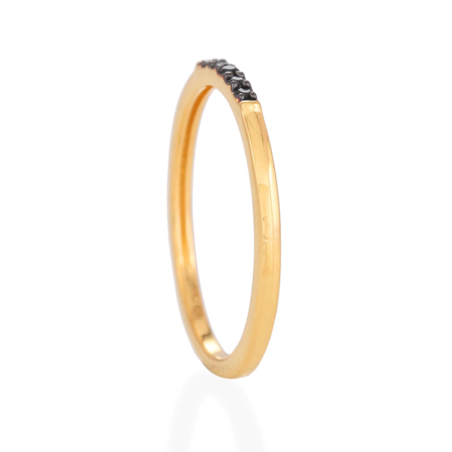 BLACK SPINEL 5 STONE RING - 18K GOLD VERMEIL