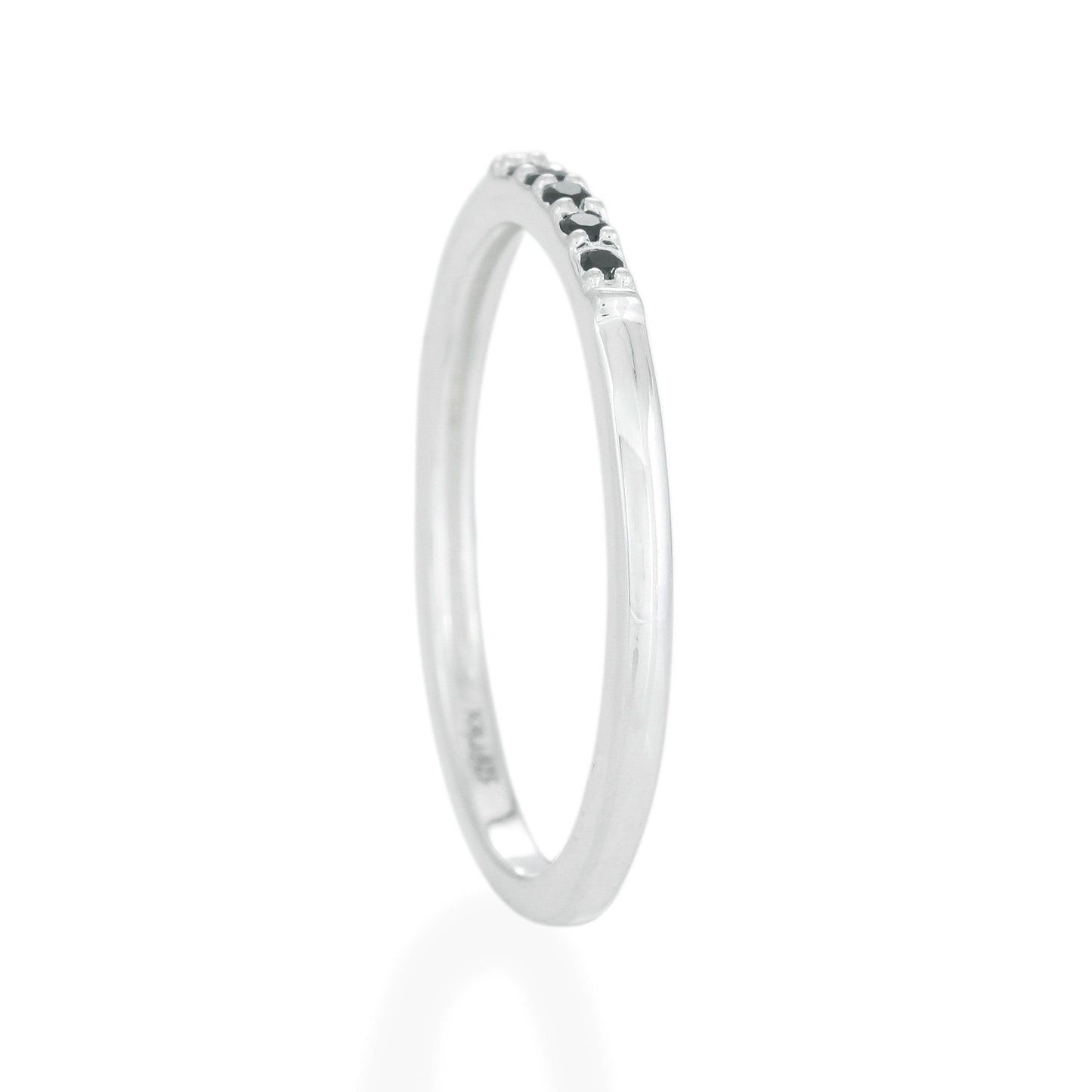 BLACK SPINEL 5 STONES RING - STERLING SILVER