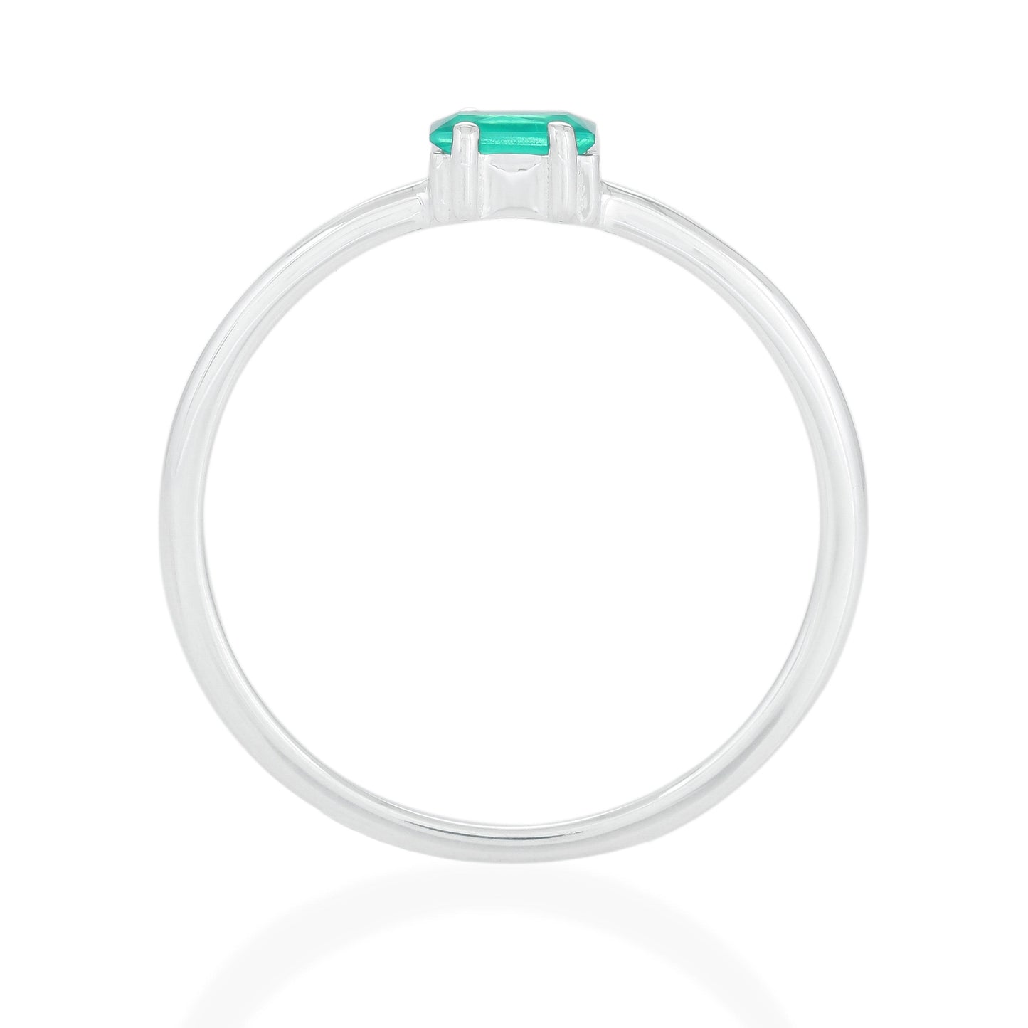 Green Onyx Baguette Ring - Sterling Silver