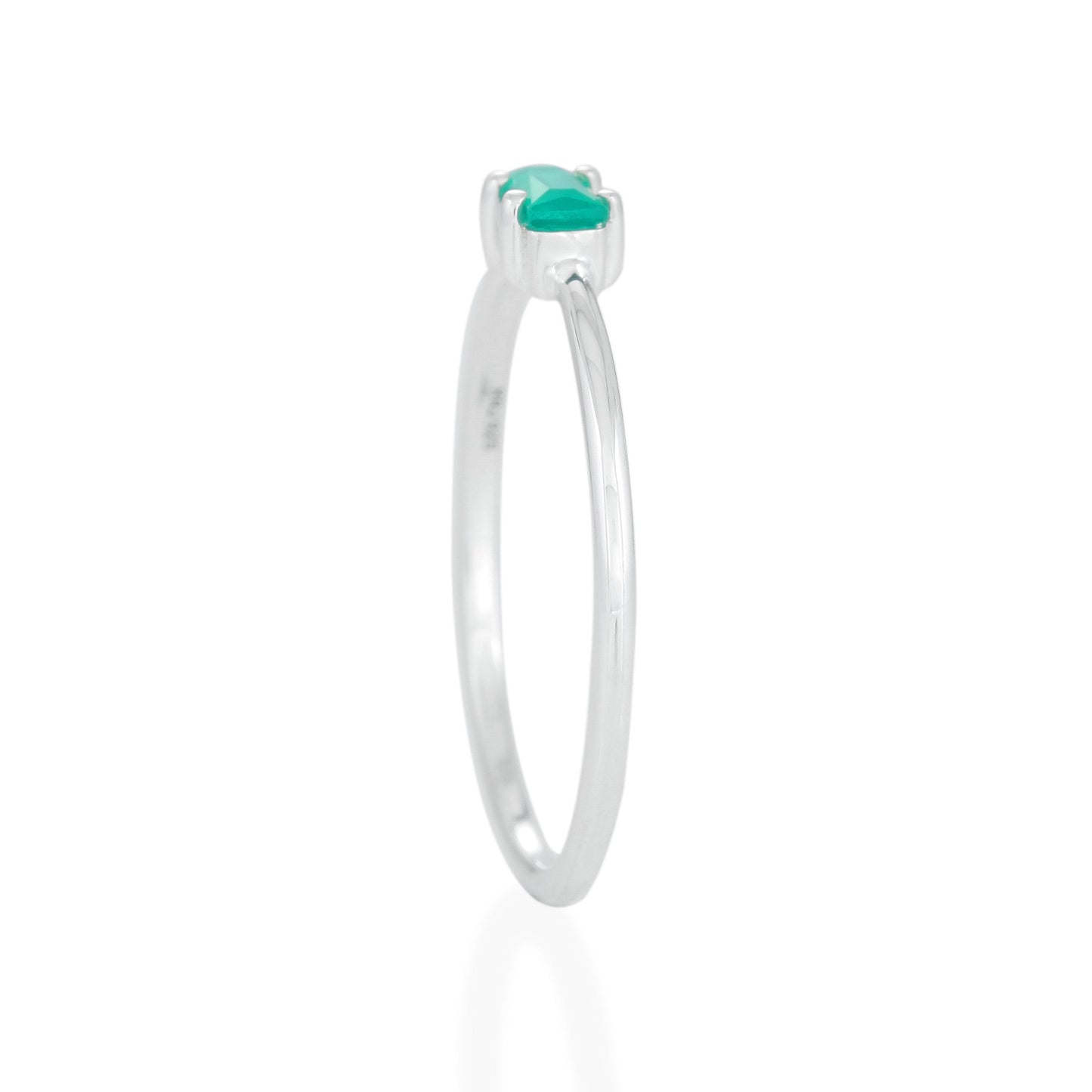 Green Onyx Baguette Ring - Sterling Silver