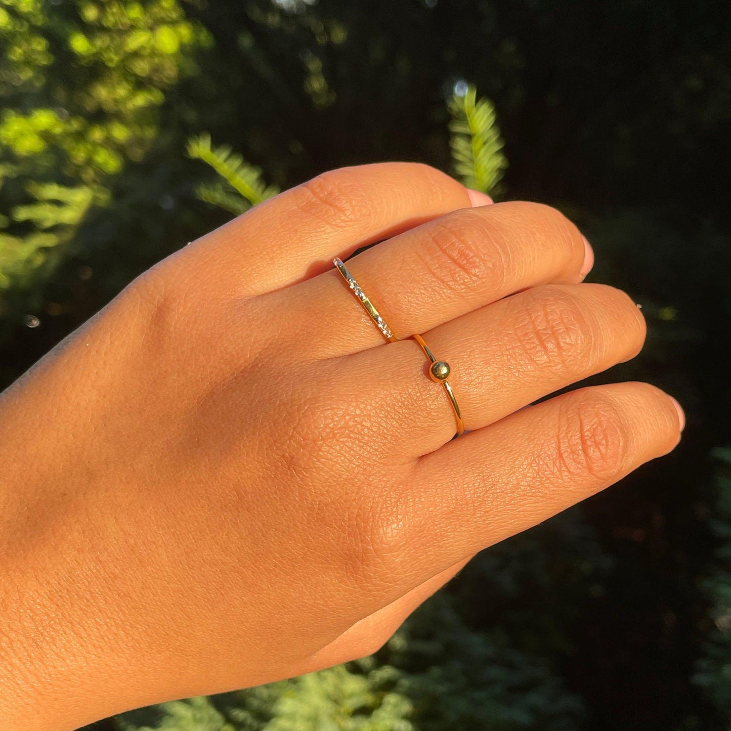 WHITE TOPAZ STUDDED RING - 18K GOLD VERMEIL
