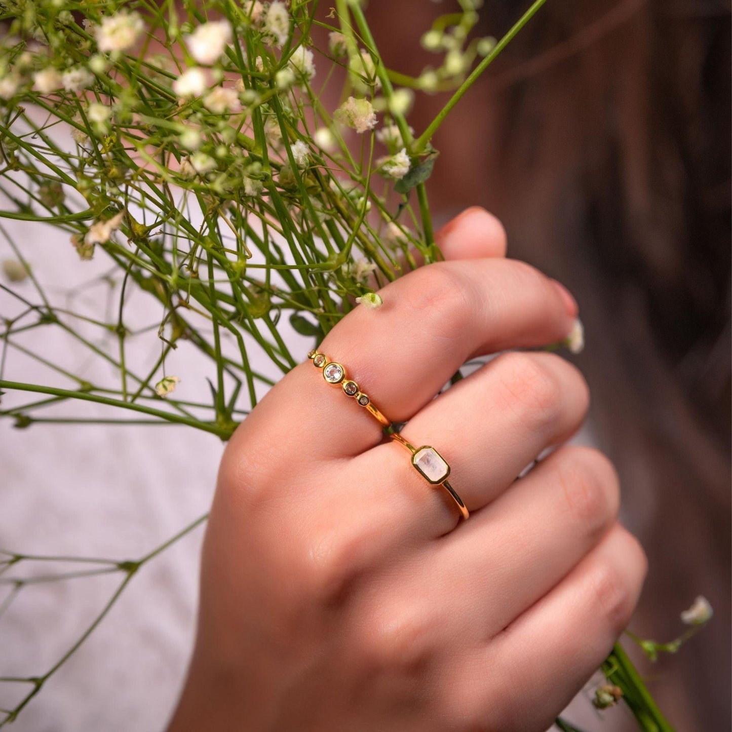 Moonstone Octagon Ring - Sterling Silver